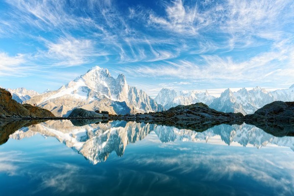 Snow-covered peaks in the French Alps
